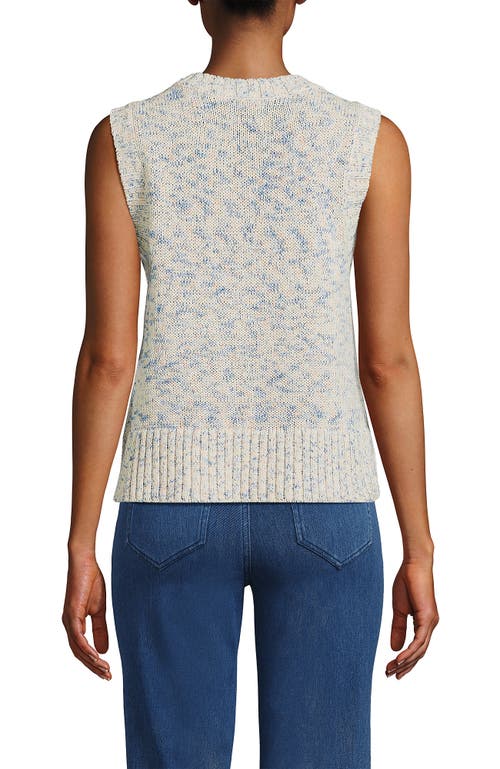 Lands' End Cotton Tweed Textured Crewneck Vest Sweater In Multi