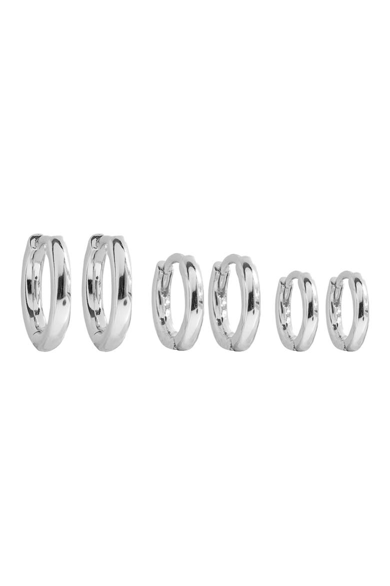 Angel City Set of 3 Hoop Earrings, Main, color, SILVER