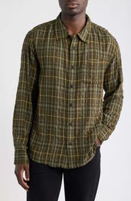 Corridor Crinkle Plaid Cotton Blend Button-Up Shirt