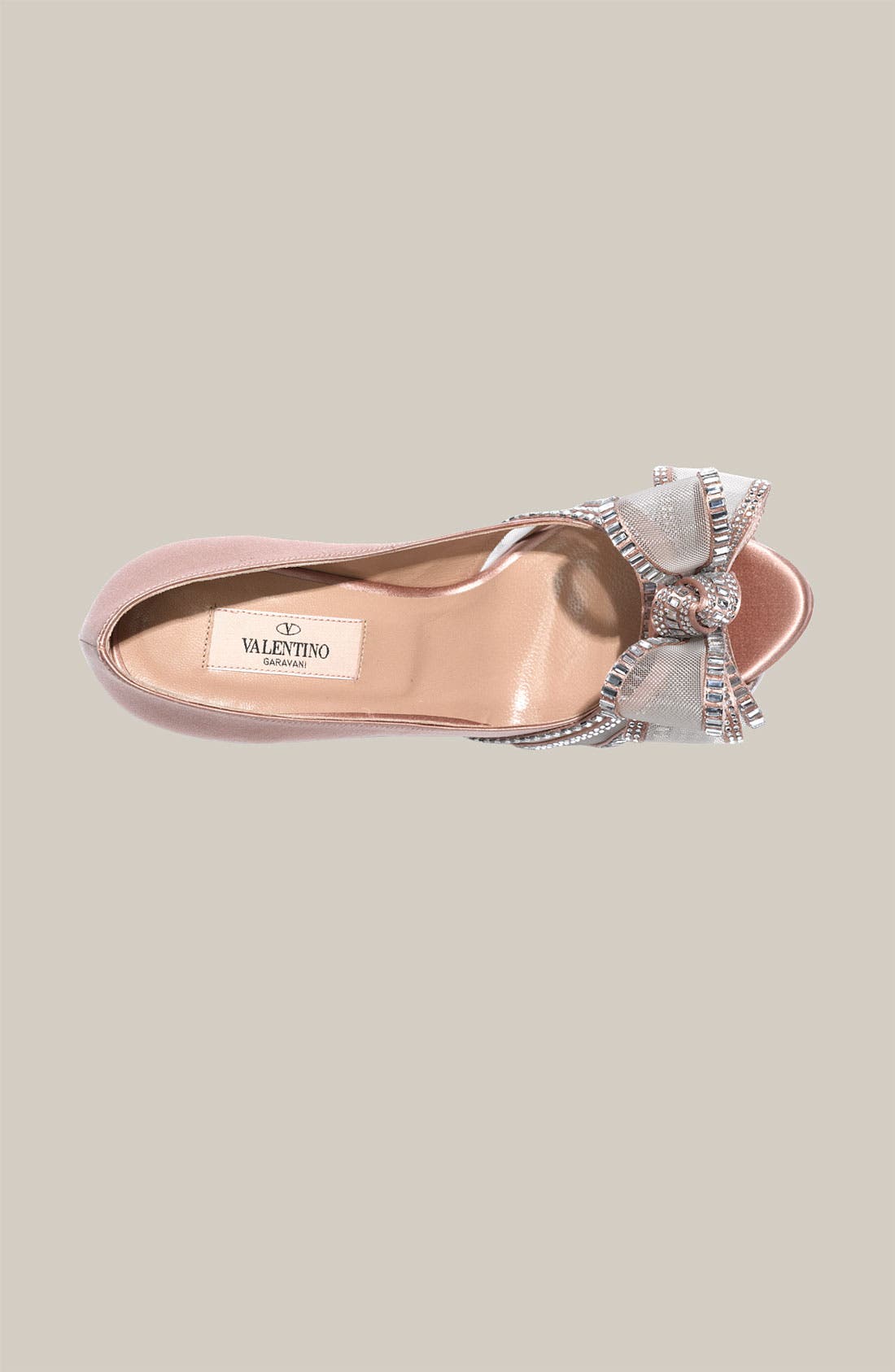 Crystal Bow Satin Pump, Alternate, color, NUDE SATIN