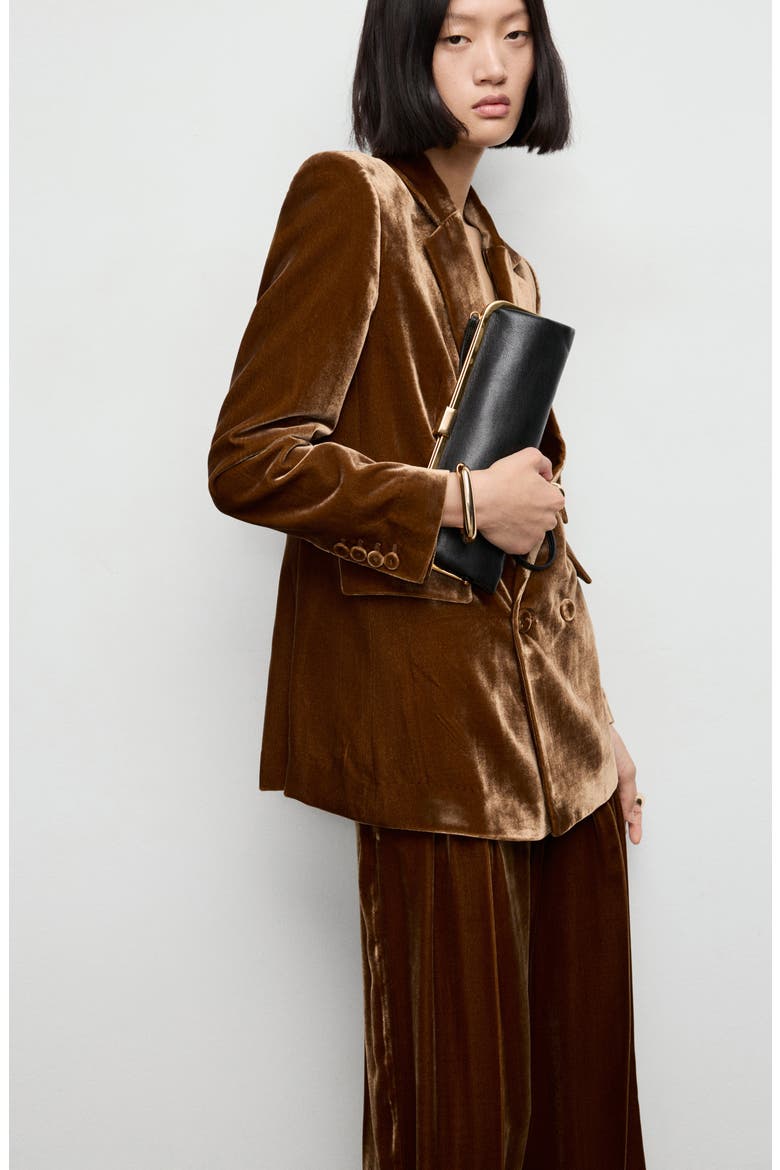 Straight Leg Velvet Pants, Alternate, color, CARAMEL