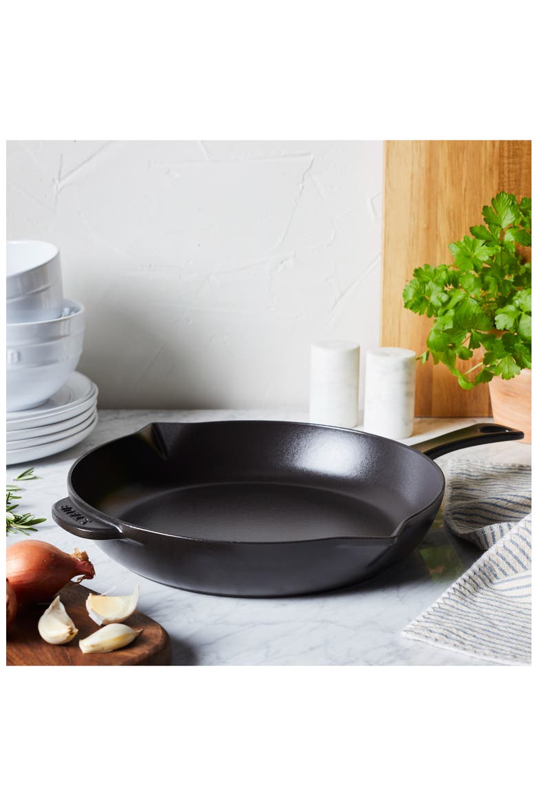 10" Enameled Cast Iron Fry Pan, Alternate, color, MATTE BLACK