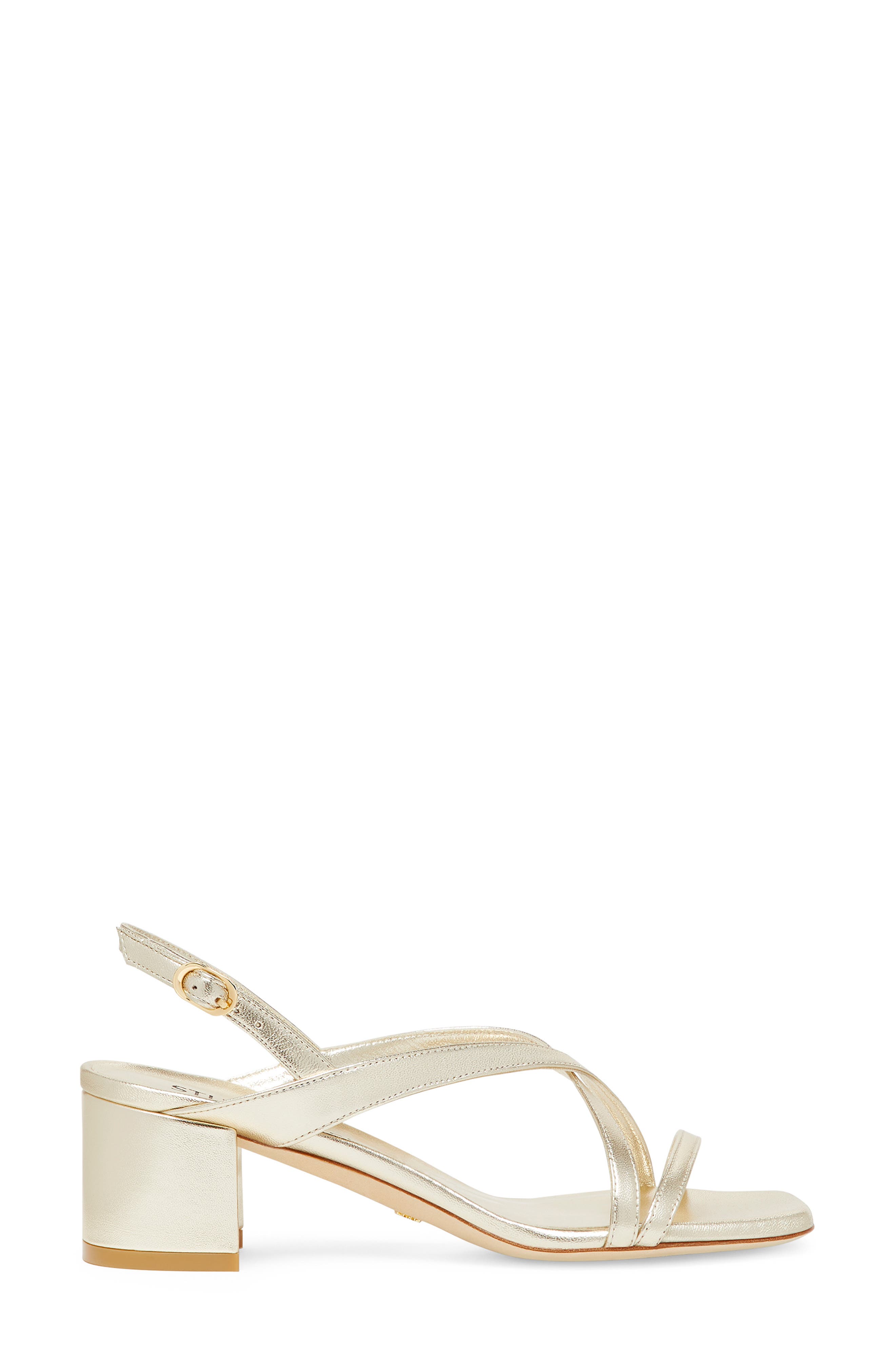 Stuart Weitzman Oasis 50 Block Sandal, Alternate, color, Light Gold