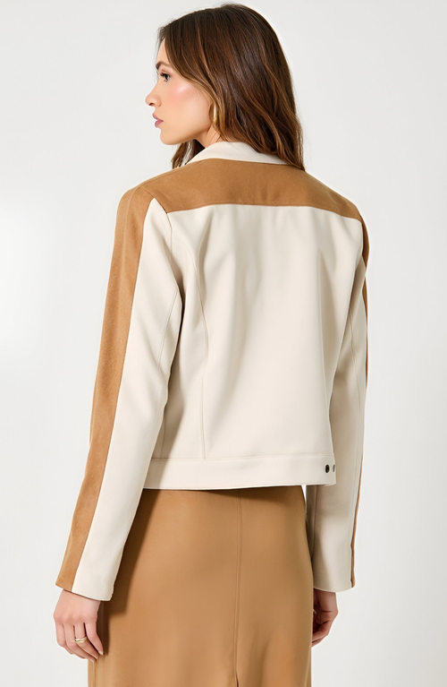 Modenaire Colorblock Jacket With Zip Pockets In Brown
