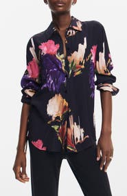 Desigual Nagoya Print Ruched Button-Up Shirt