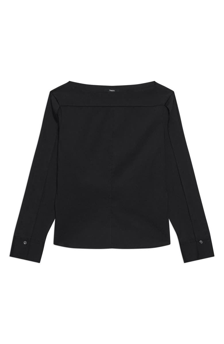 Theory Button Sleeve Boat Neck Top, Alternate, color, Black