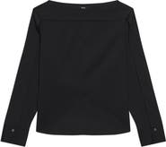 Theory Button Sleeve Boat Neck Top