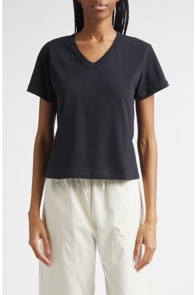 Margo V-Neck Cotton T-Shirt, Main, color, BLACK