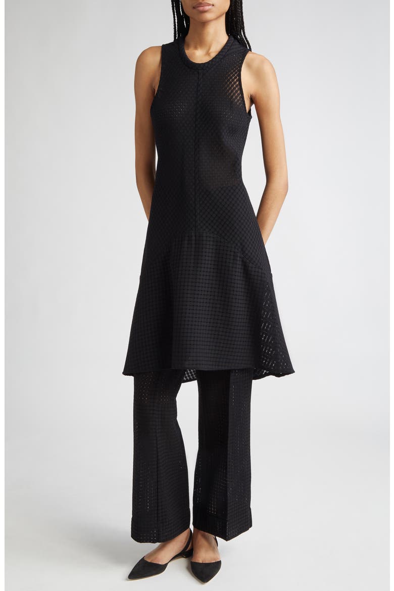 Shield Sleeveless Open Knit Organic Cotton Dress, Alternate, color, BLACK