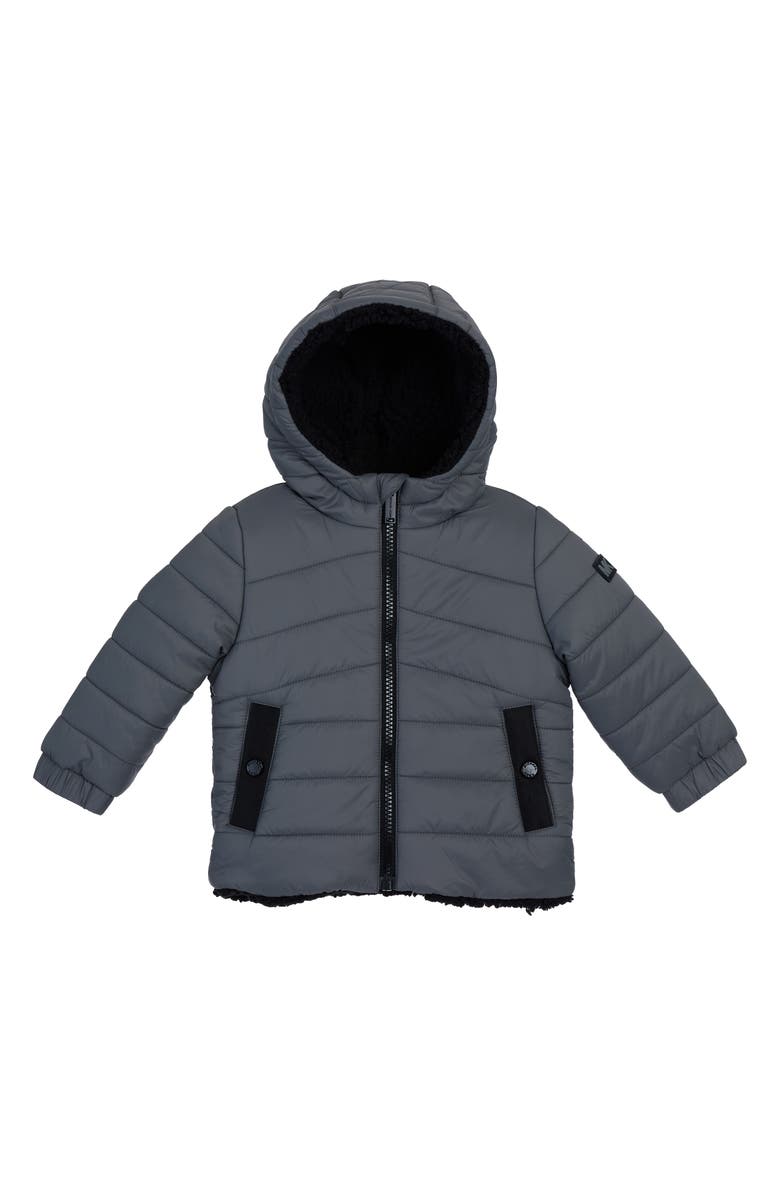 Michael Kors Faux Fur Lined Midweight Puffer Jacket, Alternate, color, Gunmetal