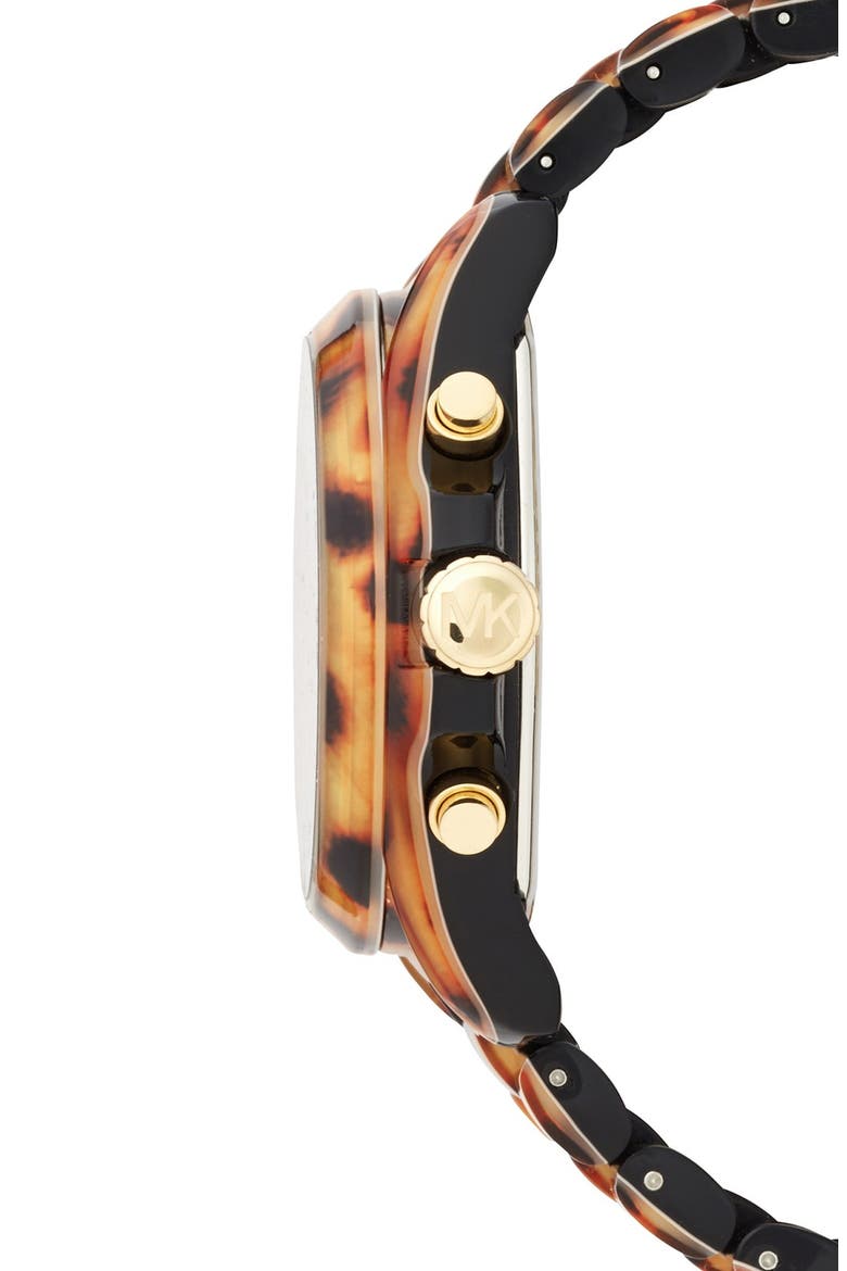 Michael Kors 'Bradshaw' Chronograph Resin Bracelet Watch, 43mm, Alternate, color, CHEETAH TORTOISE