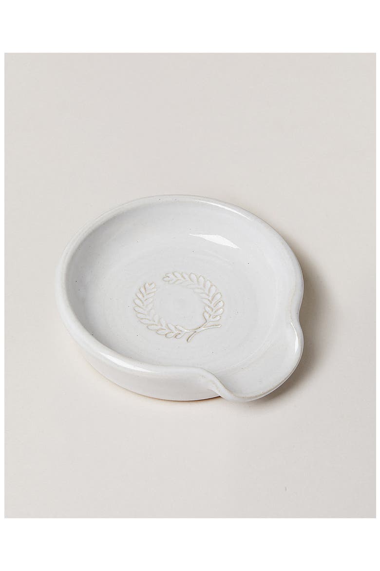 Laurel Glazed Stoneware Spoon Rest, Main, color, BROWN