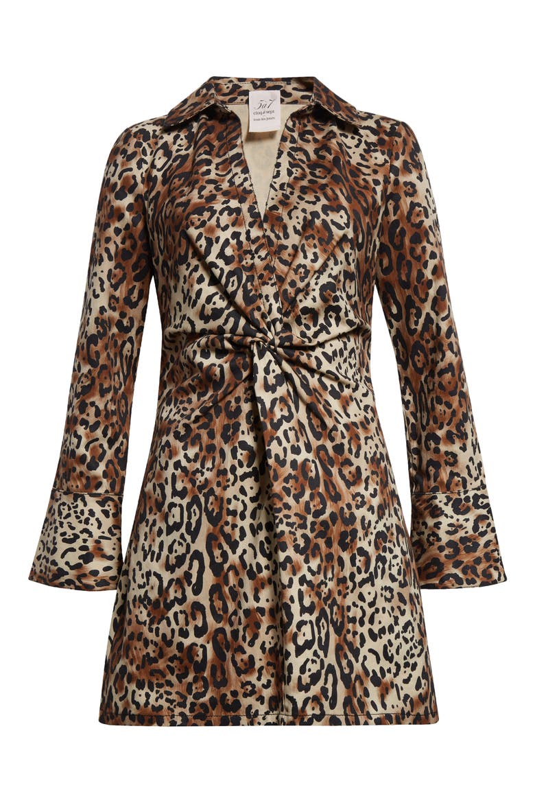Leopard Print Long Sleeve Denim Dress, Alternate, color, BLACK/ SAHARA