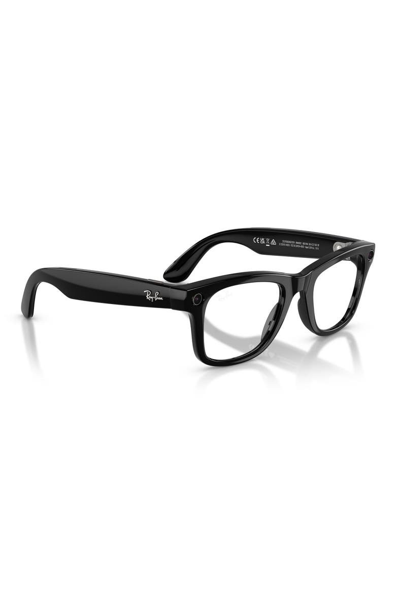 Meta Wayfarer Gen 2 50mm Square AI Sunglasses, Alternate, color, SHINY BLACK TRANSITIONS GREEN