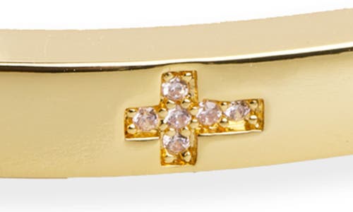 Argento Vivo Cubic Zirconia Bar Hinge Bangle In Gold