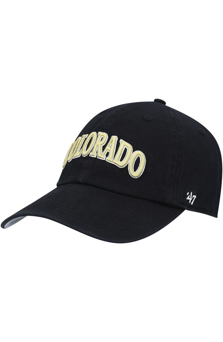 '47 Men's '47 Black Colorado Buffaloes Archie Script Clean Up Adjustable Hat, Main, color,