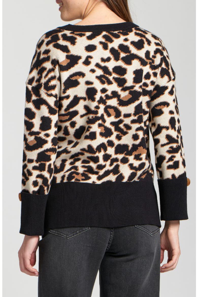 Leopard Jacquard Sweater, Alternate, color, LATTE MULTI