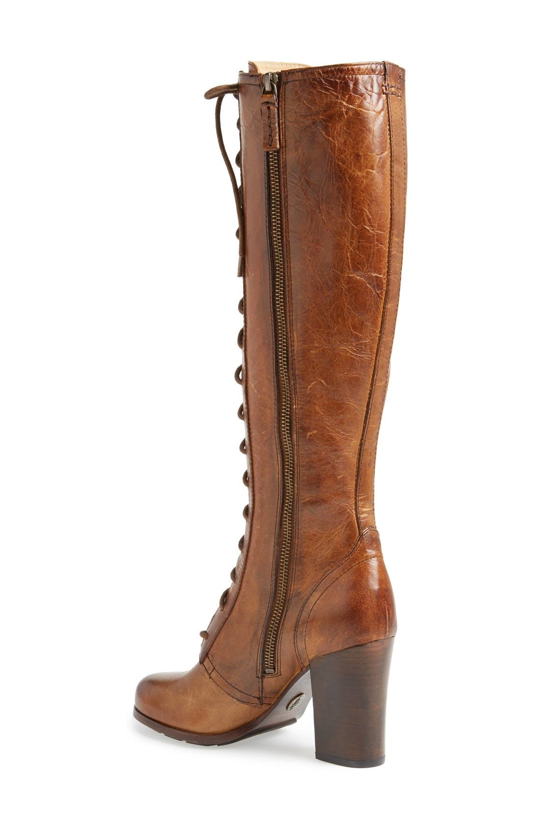 'Parker' Lace-Up Tall Boot, Alternate, color, TAN