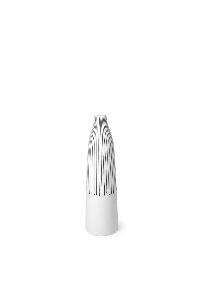 Kira I Small Pinstripe Ceramic Vase, Main, color, White