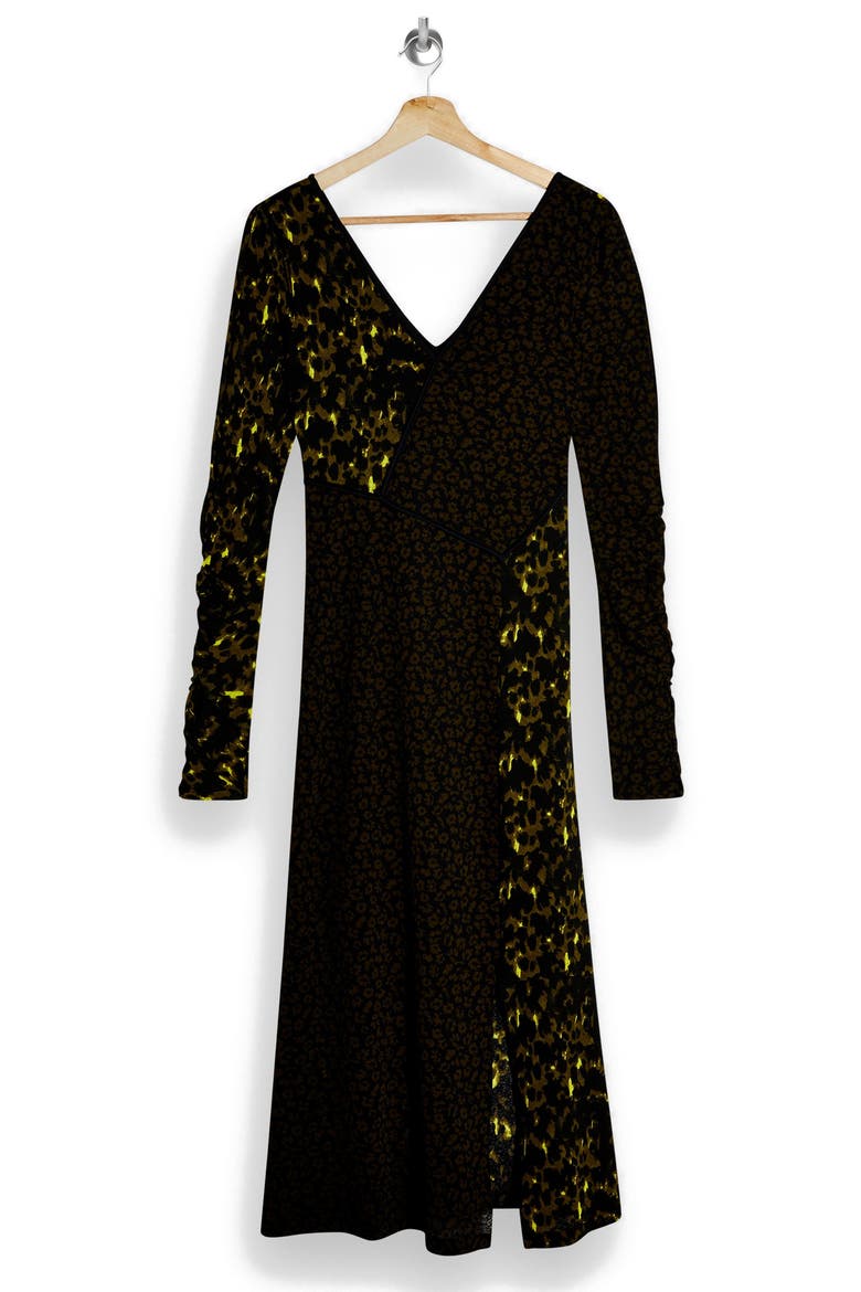 Mix & Match Long Sleeve Jersey Midi Dress, Alternate, color, BLACK MULTI
