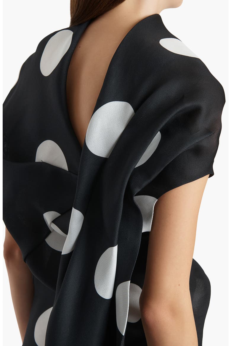 Tatia Polka Dot Bias Cut Silk Gazar Minidress, Alternate, color, LARGE DOT BLACK