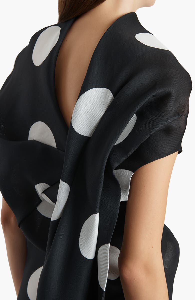 Khaite Tatia Polka Dot Bias Cut Silk Gazar Minidress, Alternate, color, Large Dot Black