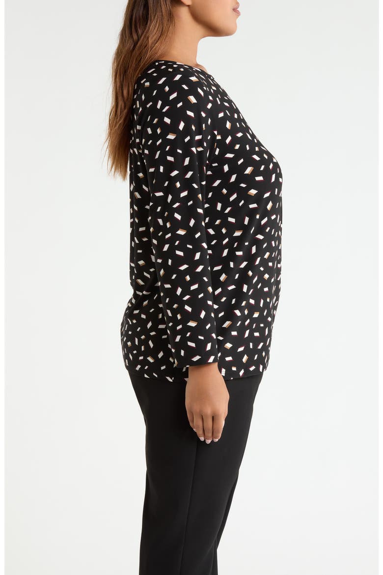 Ruched Long Sleeve Jersey Top, Alternate, color, ANNE BLACK MULTI