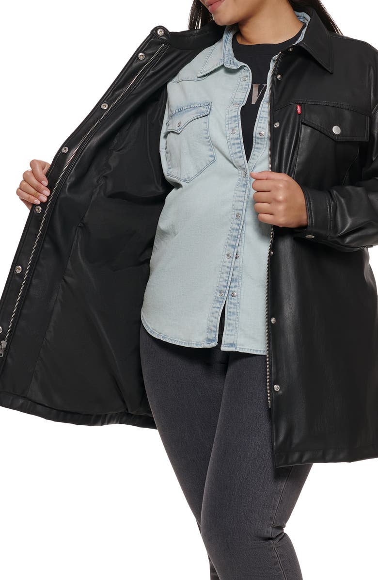 Levi's<sup>®</sup> Belted Water Resistant Faux Leather Shacket, Alternate, color,