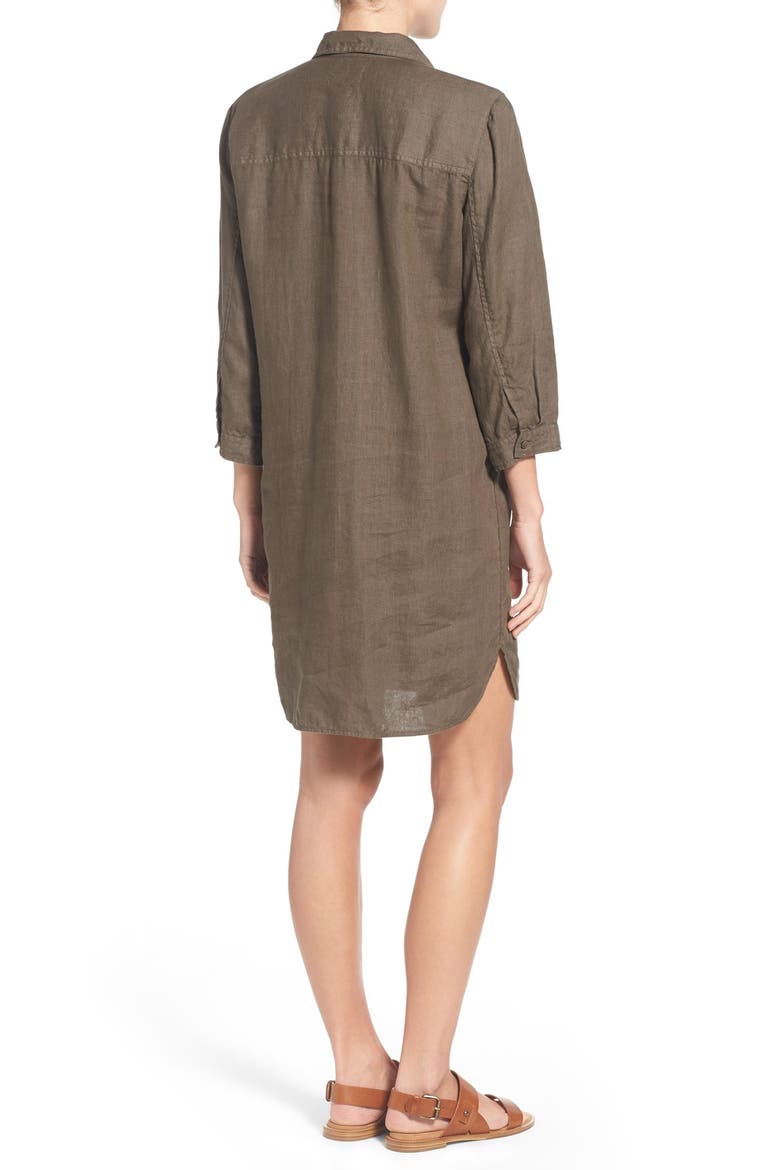 Linen Shirtdress, Alternate, color, OLIVE TARMAC
