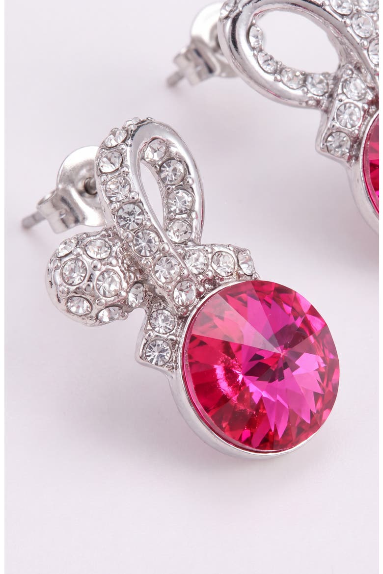 Crystal Flower Drop Earrings, Alternate, color, Pink