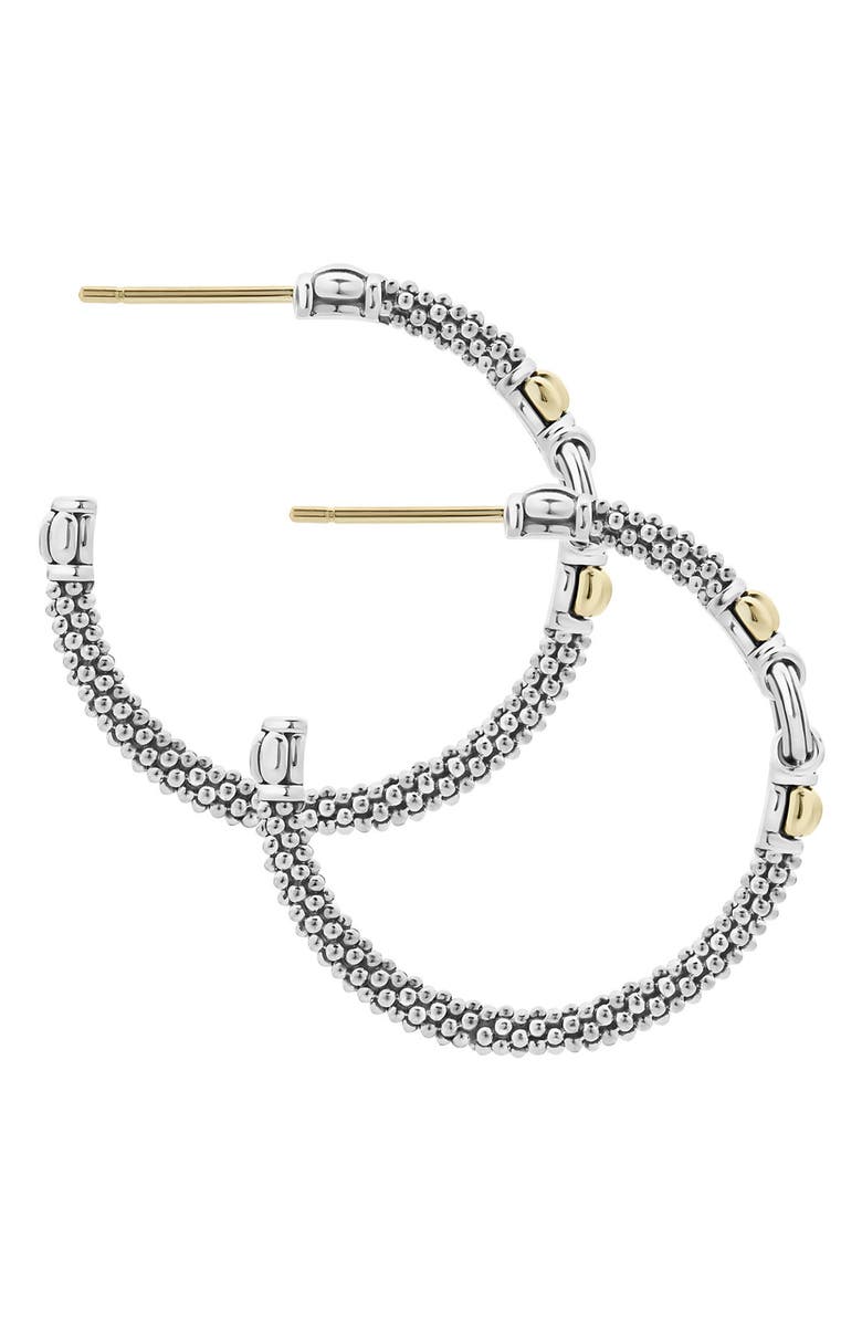 LAGOS Caviar Link Hoop Earrings, Alternate, color, Silver