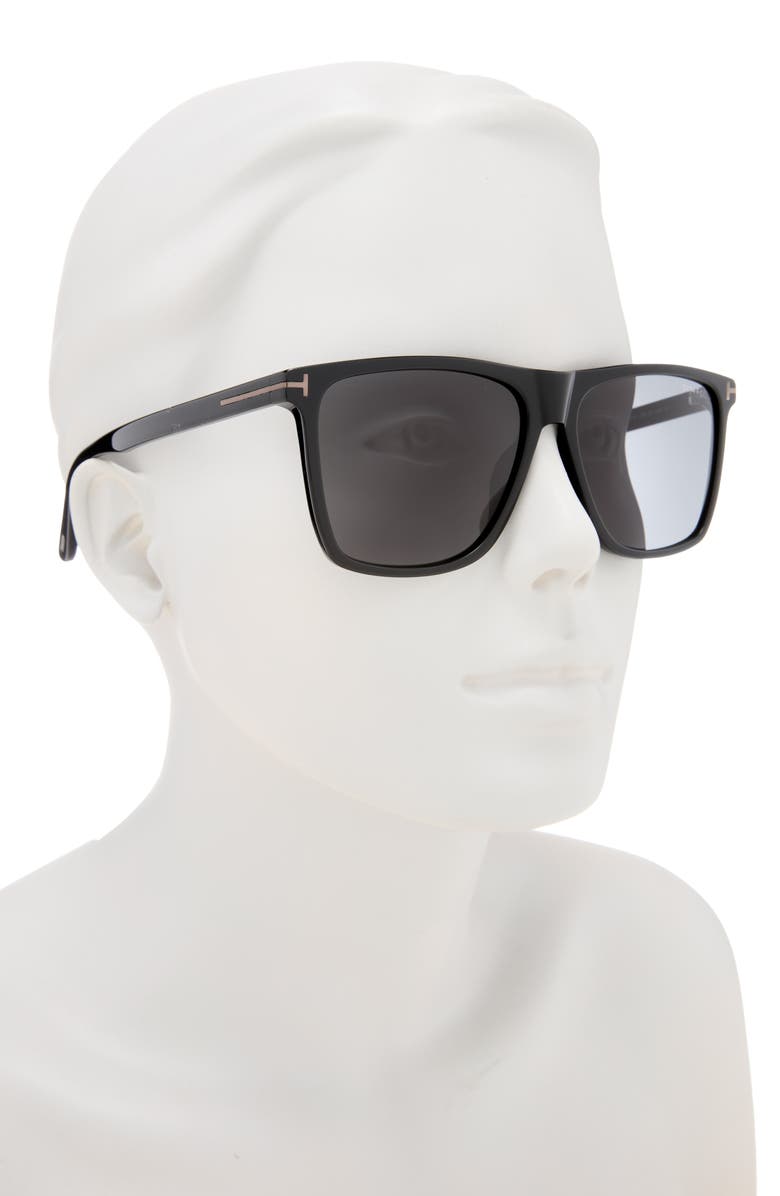 TOM FORD 59mm Square Sunglasses, Alternate, color, Shiny Black / Smoke