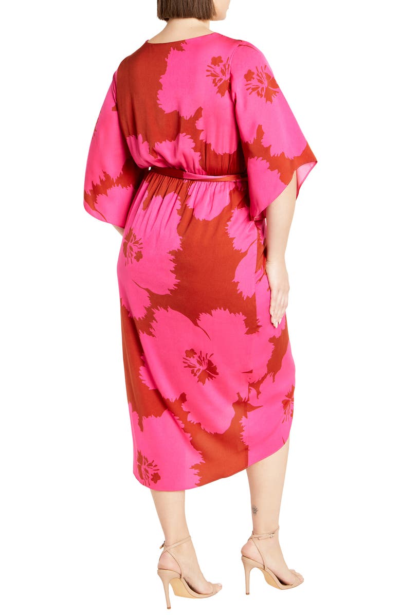 City Chic Kimberly Floral Print Faux Wrap Dress, Alternate, color, Summer Paradise