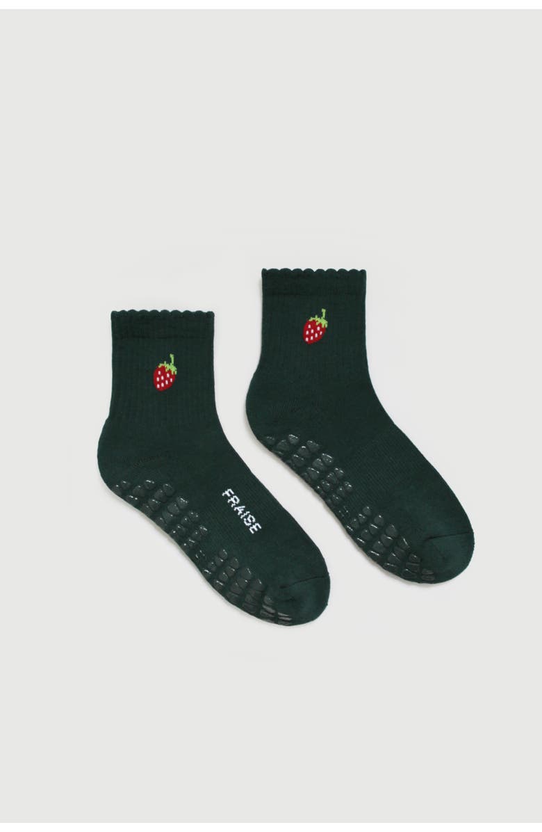 Fraise Garden Party Quarter Crew Grip Socks, Main, color, Garden Party