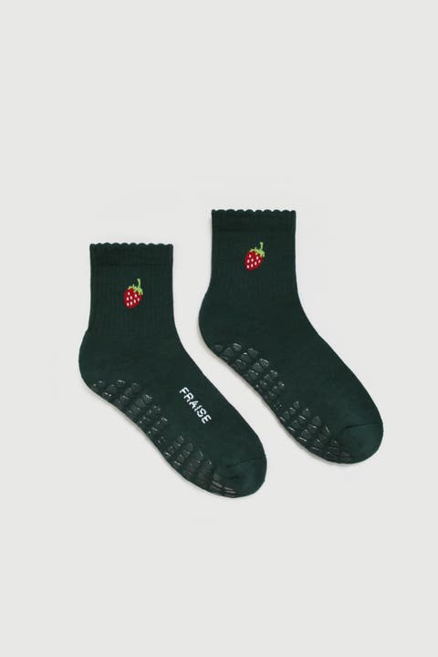 Garden Party Quarter Crew Grip Socks