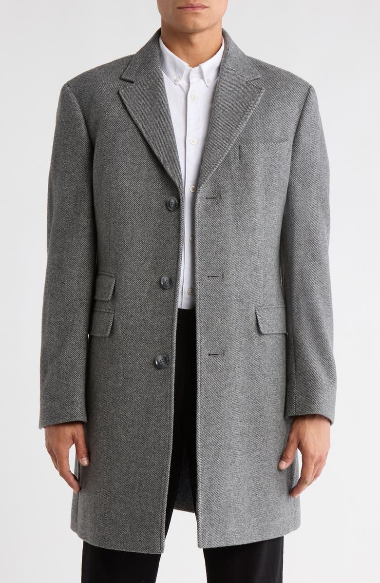 Ted by Ted Baker Notch Lapel Wool Blend Topcoat, Main, color, Grey