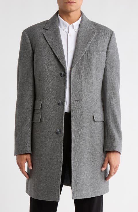 Notch Lapel Wool Blend Topcoat