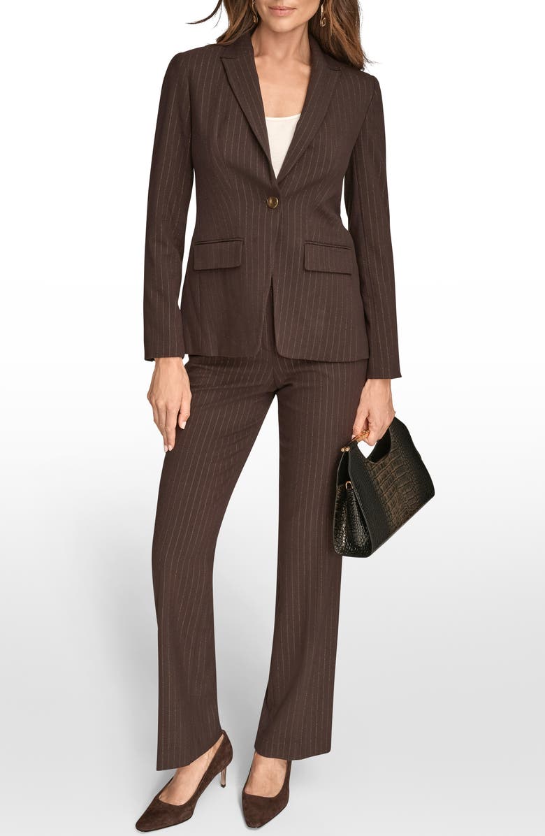 Donna Karan New York One-Button Blazer, Alternate, color, Chocolate