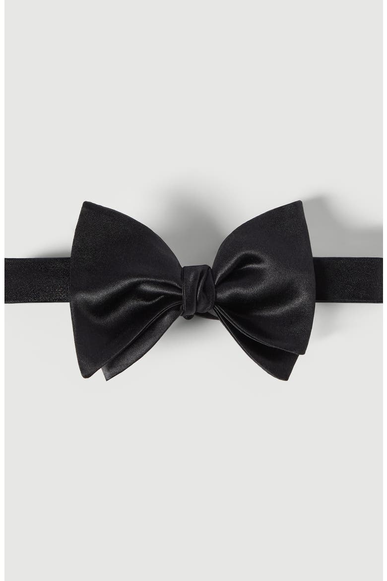 Cotton and silk satin bow tie, Main, color, Black