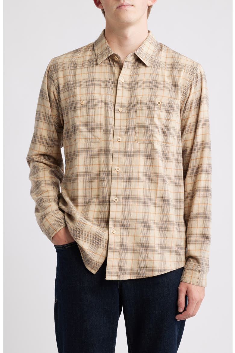 Wayne Plaid Button-Up Work Shirt, Main, color, TAN MULTI