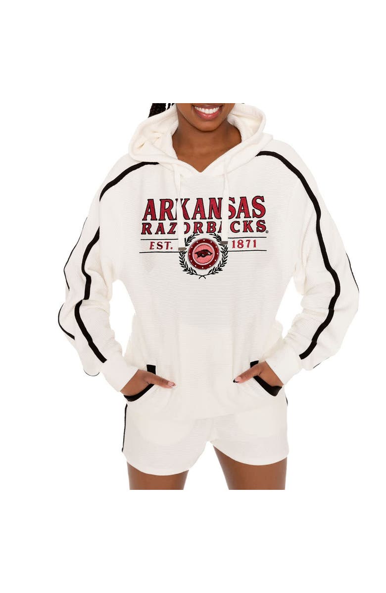 GAMEDAY COUTURE Women's Gameday Couture Cream Arkansas Razorbacks Down, Set, Go Pullover Hoodie and Shorts Set, Alternate, color, Cream