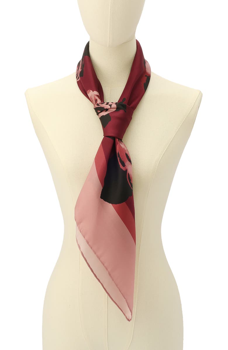 Kate Spade New York park roses silk squar scarf, Alternate, color, Roasted Pomegranate