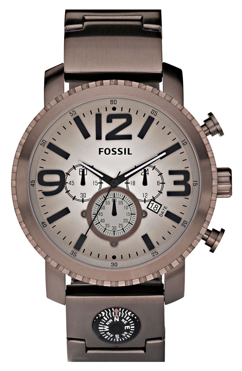 Fossil 'Gage' Chronograph Compass Watch, 49mm, Main, color, 