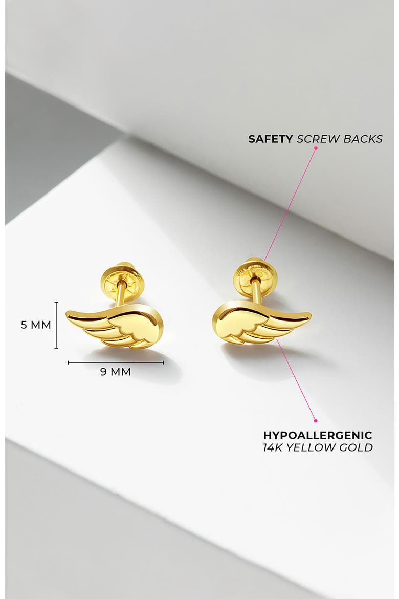 14k Angel Wings Earrings, Alternate, color, Gold