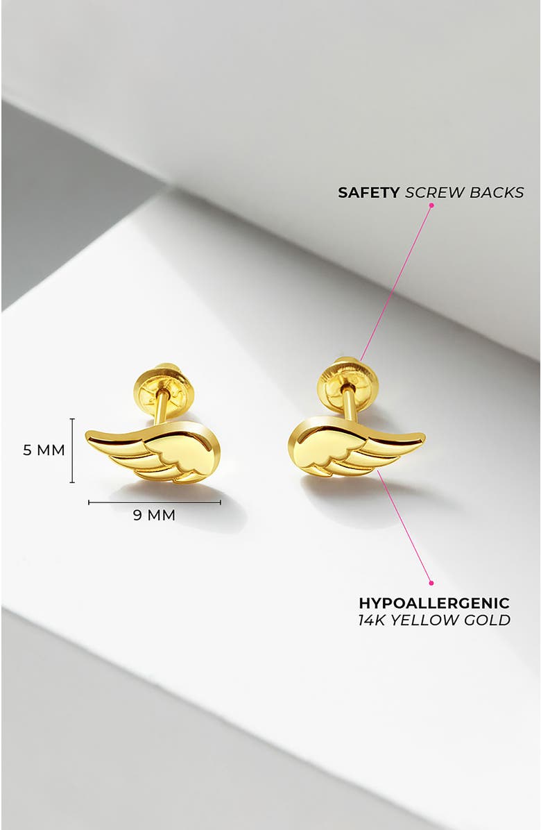 In Season Jewelry 14k Angel Wings Earrings, Alternate, color, Gold