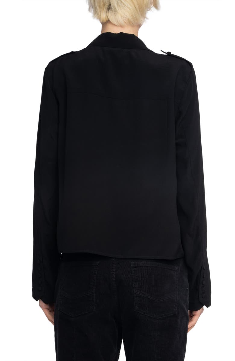 Zadig & Voltaire Tussi Double Breasted Long Sleeve Woven Top, Alternate, color, Black