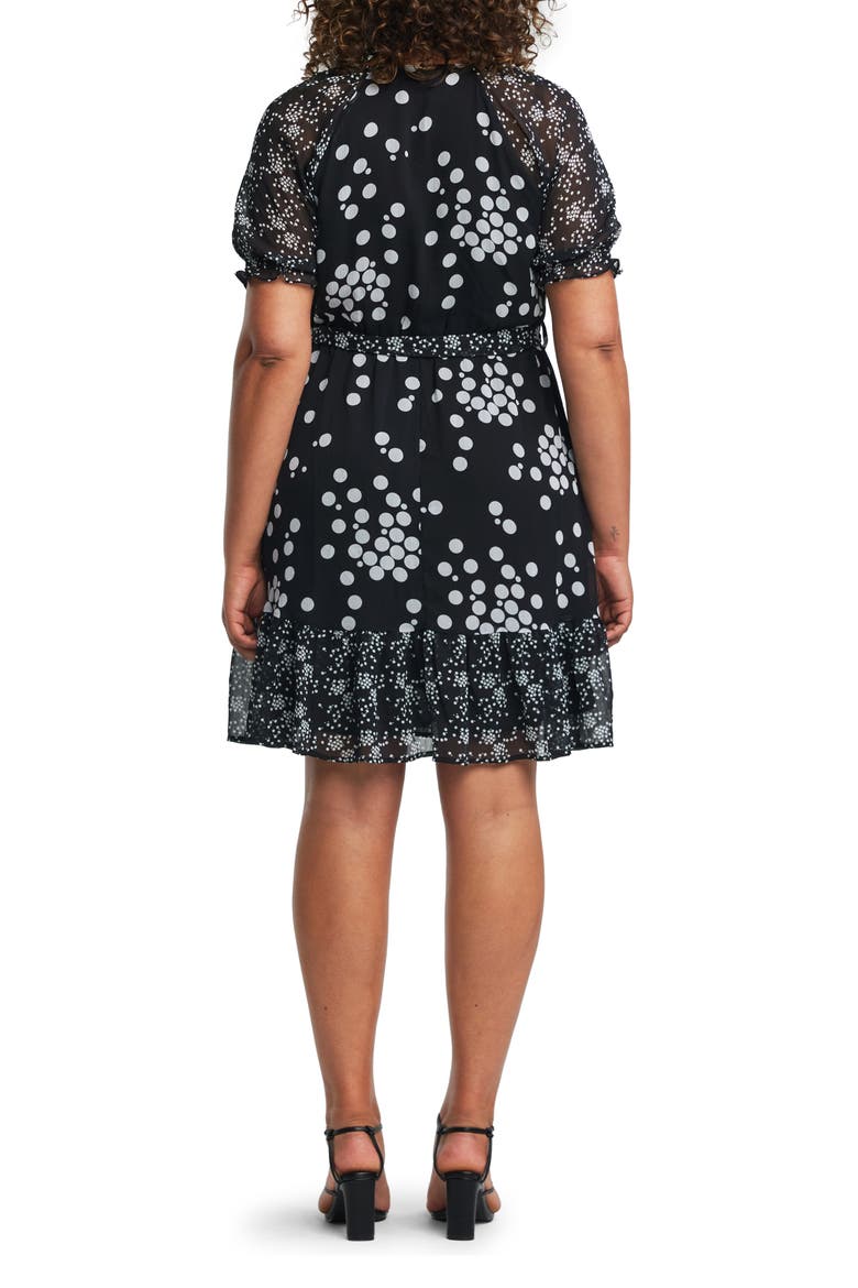 Dayla Spot Faux Wrap Dress, Alternate, color, BLACK/ MILK
