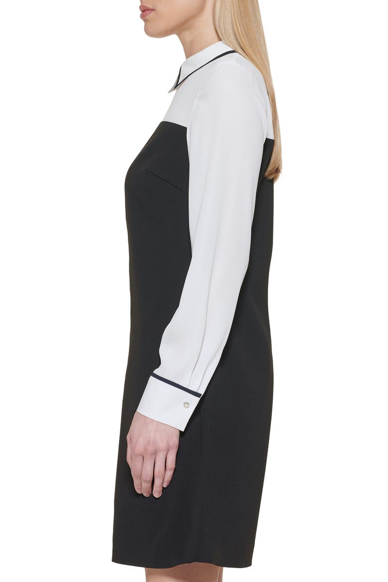 Colorblock Long Sleeve Dress, Alternate, color, BLACK