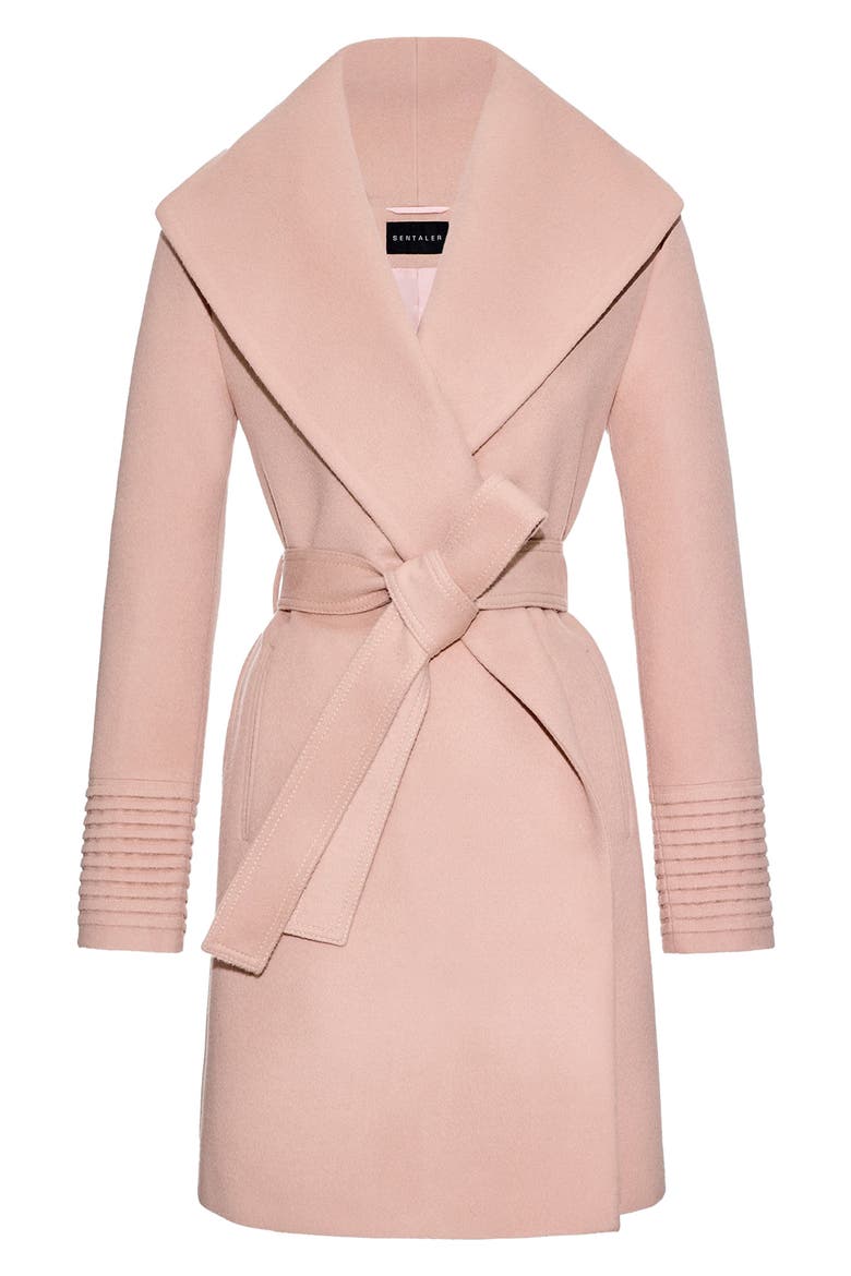 Shawl Collar Baby Alpaca Blend Wrap Coat, Alternate, color, BLUSH PINK