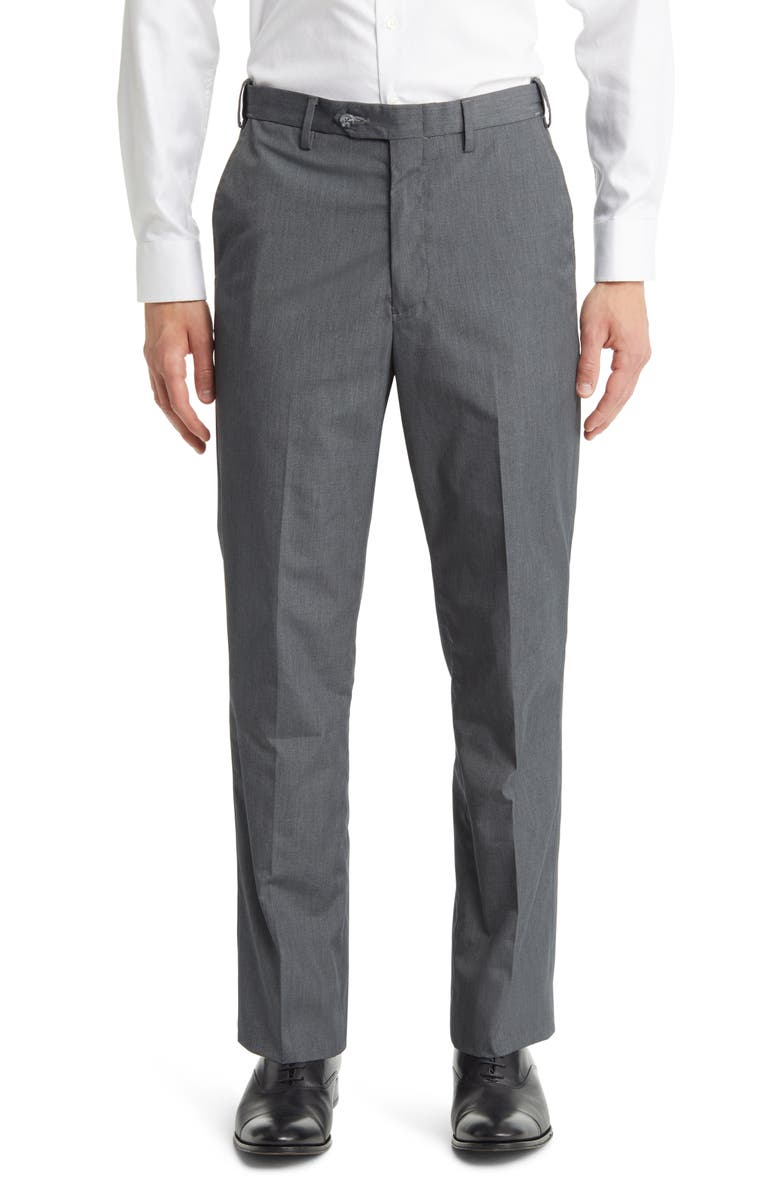Berle Prim Self Sizer Waist Flat Front Poplin Trousers, Main, color,